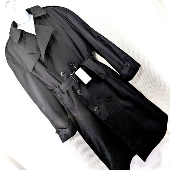 NWT! U.S. NAVY GARRISON COAT! BLACK TRENCHCOAT, ZIP OUT THERMAL LINER! SZ 52L - Picture 1 of 13